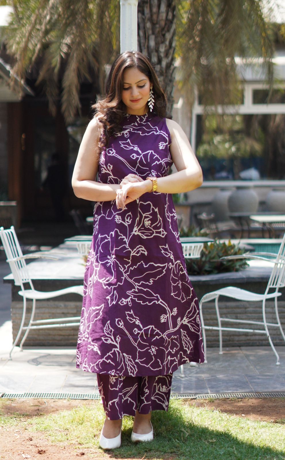 Beautiful Aline Cotton Kurta Set | Cotton Palazzo & Mega Sleeves