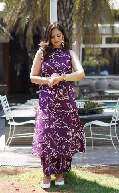 Beautiful Aline Cotton Kurta Set | Cotton Palazzo & Mega Sleeves