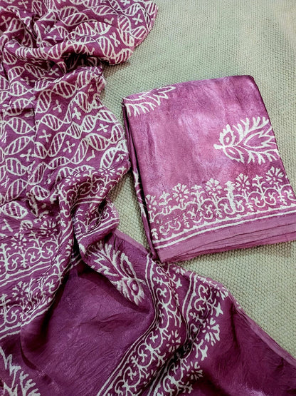 Vanaspati Natural Vegetable Dye Modal Silk Suit (Ajrakh Print)