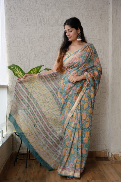 Exclusive Maheshwari Silk Saree | Hand Block & Traditional Bagru Prints