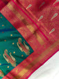 Paithani Silk Saree with Rich Contrast Weaving Pallu & Border