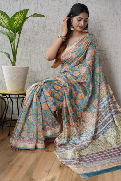 Exclusive Maheshwari Silk Saree | Hand Block & Traditional Bagru Prints