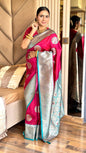 Soft & Elegant Banarasi Silk Saree with Rich Pallu & Contrast Border