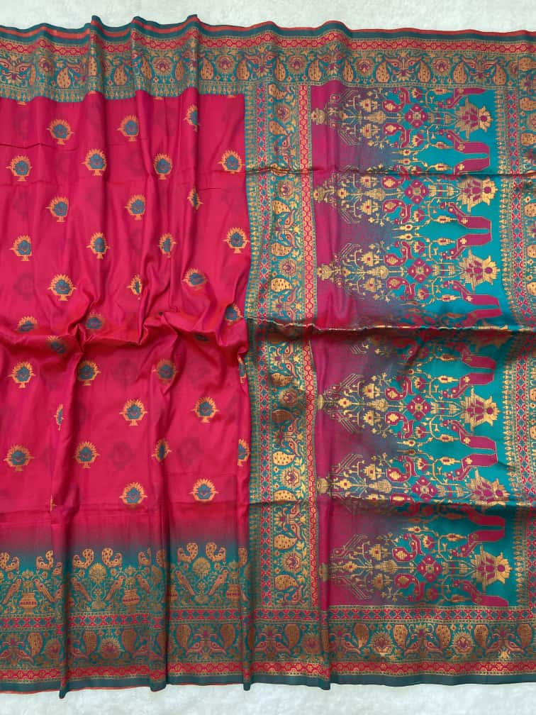 Premium Soft Paithani Silk Saree with Weaving Zari & Tassels