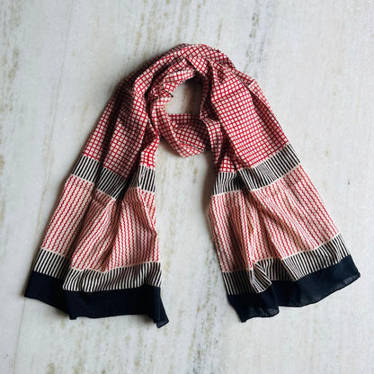 Pure Hand Block Printed Cotton Stole (2 m × 22 in)