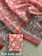 Premium Pure Full Kota Doria Suit | Hand Block Printed Silk Cotton Set