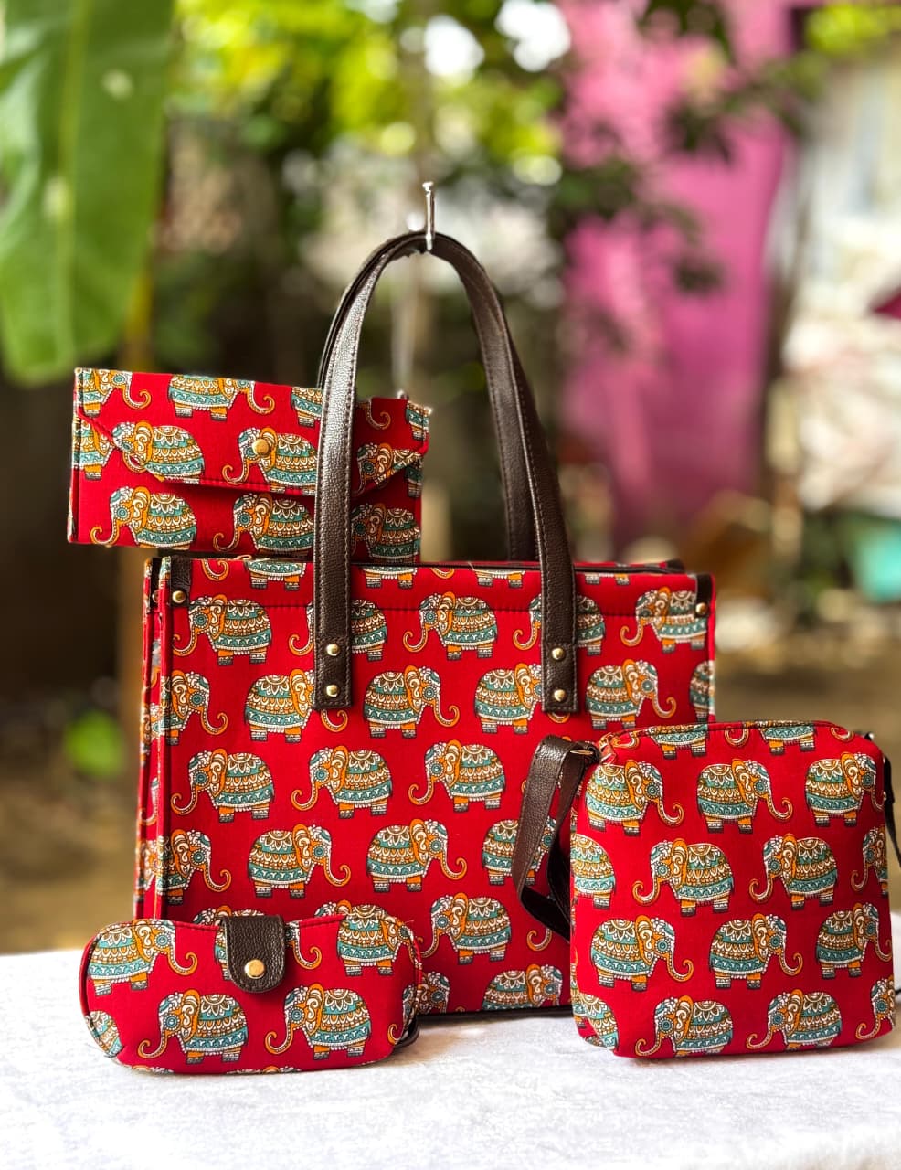 4-in-1 Combo Tote Bag Set with Hand Block Print