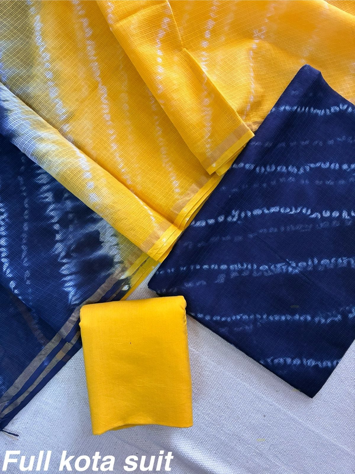 Premium Pure Full Kota Doria Suit | Hand Block Printed Silk Cotton Set