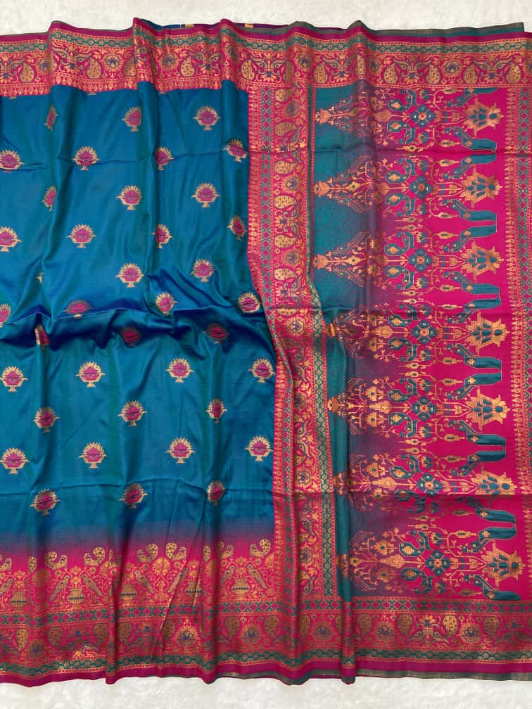 Premium Soft Paithani Silk Saree with Weaving Zari & Tassels