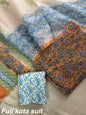Premium Pure Full Kota Doria Suit | Hand Block Printed Silk Cotton Set