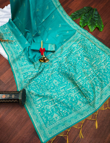 Banglori Handloom Raw Silk Saree with Weaving Pallu & Border | Blouse Included