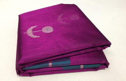 Resham Border Soft Pattu Silk Saree with Meenakari Booti