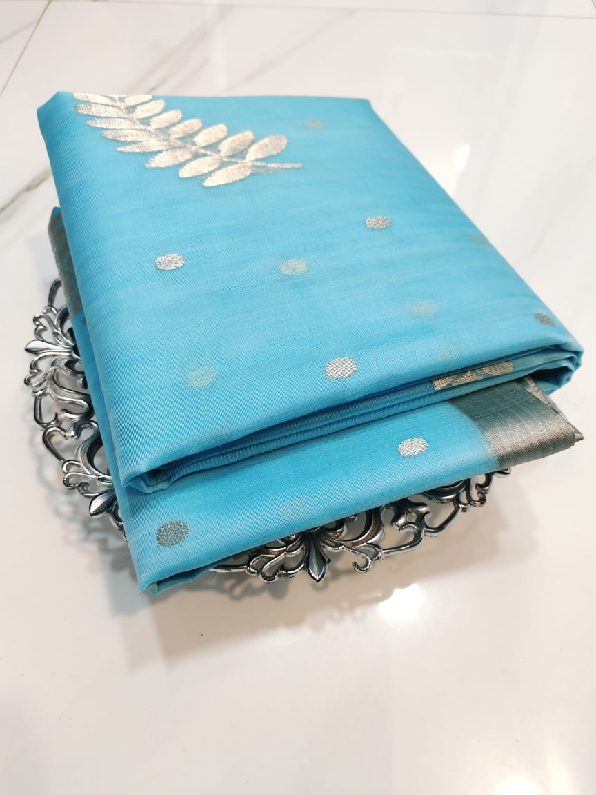 Piping Border Katan Organza Silk Saree