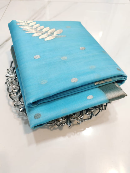 Piping Border Katan Organza Silk Saree