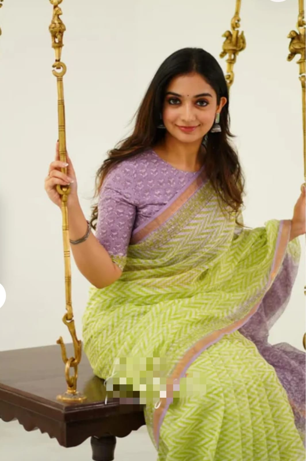 Kota Doriya Hand Block Printed Saree with Blouse (Natural Dye)