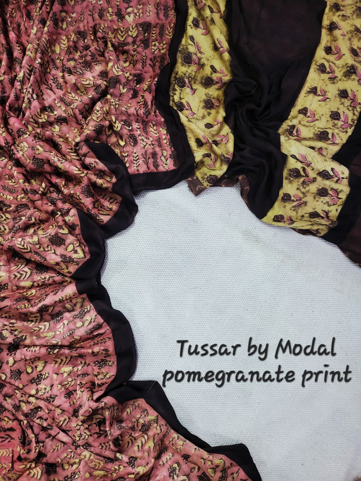 Premium Tussar by Modal Silk Saree with Vanaspati Pomegranate Print