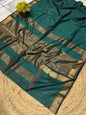 Exclusive Pure Handwoven Maheshwari Silk Saree with Golden Jari Chek Motifs