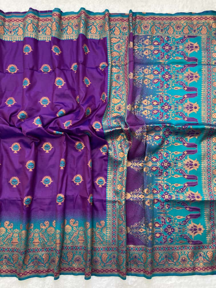 Premium Soft Paithani Silk Saree with Weaving Zari & Tassels