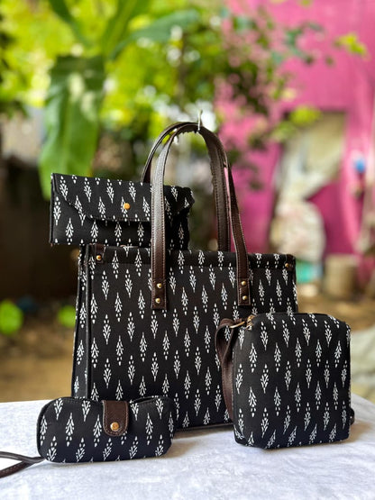 4-in-1 Combo Tote Bag Set with Hand Block Print