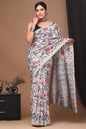 Hand Block Printed Bagru Pure Chanderi Saree with Blouse Piece