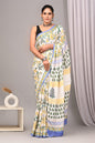 Soothing Ajrakh Vanaspati Natural Dye Modal Silk Saree + Printed Blouse