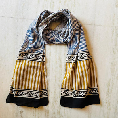 Pure Hand Block Printed Cotton Stole (2 m × 22 in)
