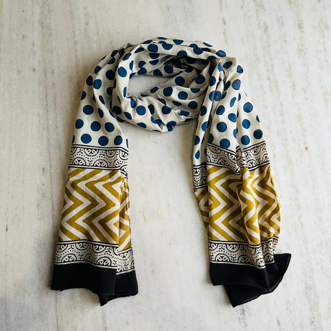 Pure Hand Block Printed Cotton Stole (2 m × 22 in)