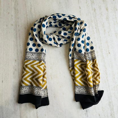Pure Hand Block Printed Cotton Stole (2 m × 22 in)