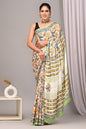 Soothing Ajrakh Vanaspati Natural Dye Modal Silk Saree + Printed Blouse