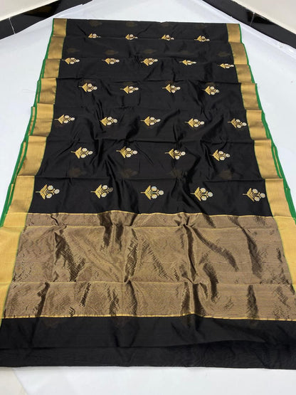 Soft Pattu Silk Saree with Meenakari Booti Work