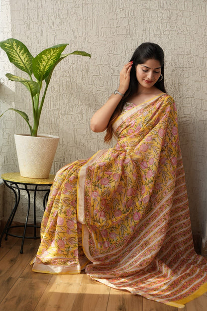 Exclusive Maheshwari Silk Saree | Hand Block & Traditional Bagru Prints