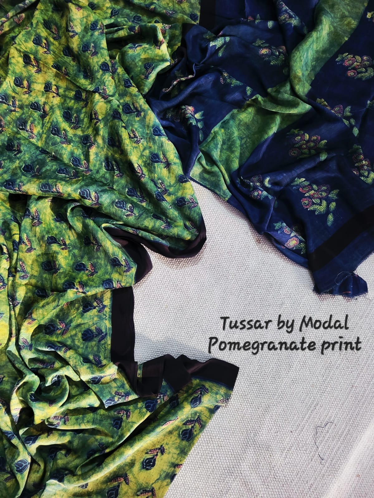 Premium Tussar by Modal Silk Saree with Vanaspati Pomegranate Print