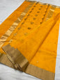 Chanderi Jhad Palla Katan Silk Saree with Ghana Golden Zari Buti
