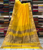 Exclusive Pure Handwoven Maheshwari Silk Saree with Golden Jari Chek Motifs